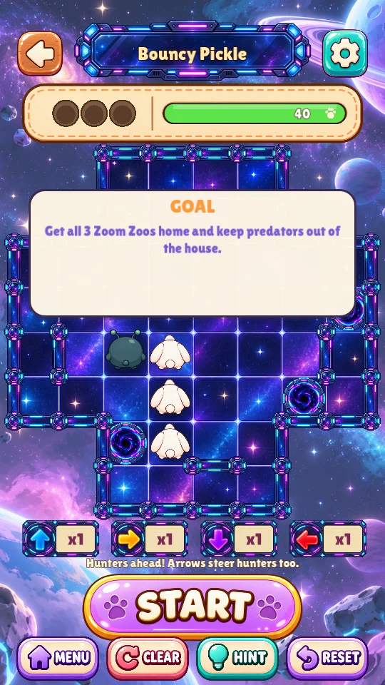 A Neon Space puzzle in Zoom Zoom Zoo